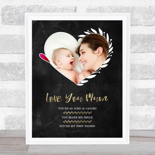 Black Photo Heart Mothers Day Personalized Gift Art Print