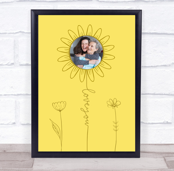 Love You Flowers Yellow Gold Female Mum Photo Personalized Gift Art Print