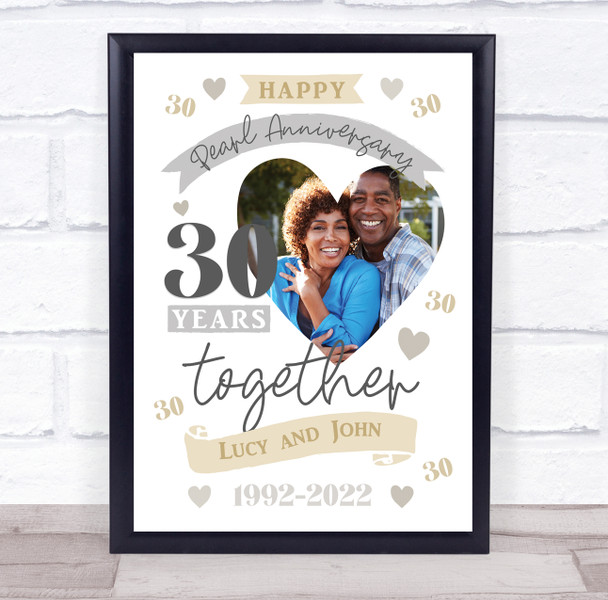 30 Years Together 30th Wedding Anniversary Pearl Photo Personalized Gift Print
