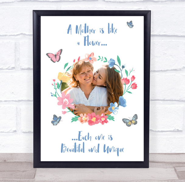 A Mother Is Like A Flower Photo Personalized Gift Art Print