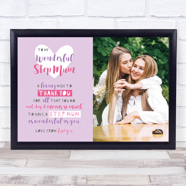 Beautiful Stepmum Poem Photo Hearts Personalized Gift Art Print