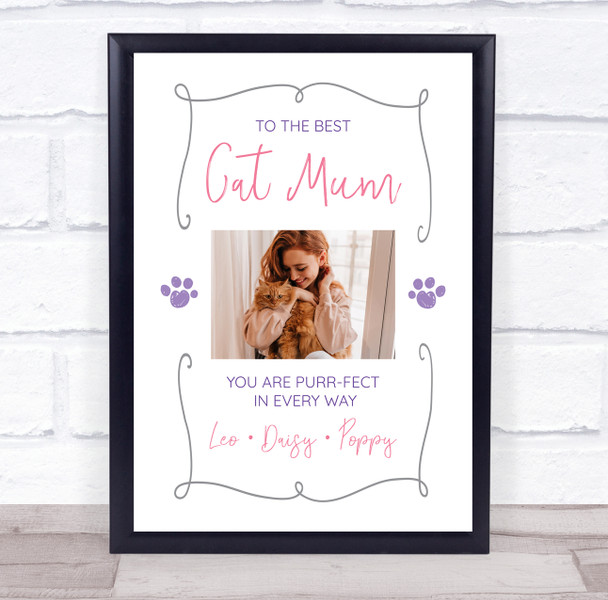 Cat Mum Paw Photo Frame Personalized Gift Art Print