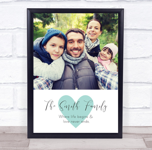 Family Photo Heart Quote Personalized Gift Art Print