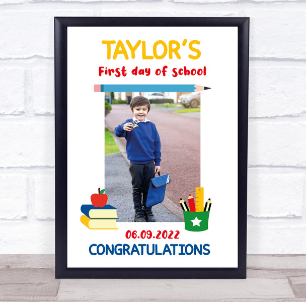 First Day Of Primary School Details Photo Personalized Gift Art Print