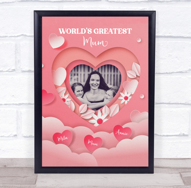 Red Hearts Mother's Day Photo Mum Personalized Gift Art Print