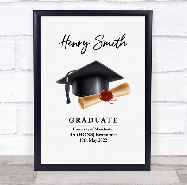 Graduation Cap And Diploma Graduate Congratulations Personalized Gift Print