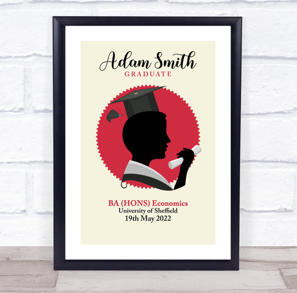 Red Circle Man With Graduation Hat Congratulations Personalized Gift Print Red Circle Man With Graduation Hat Congratulations Personalized Gift Print