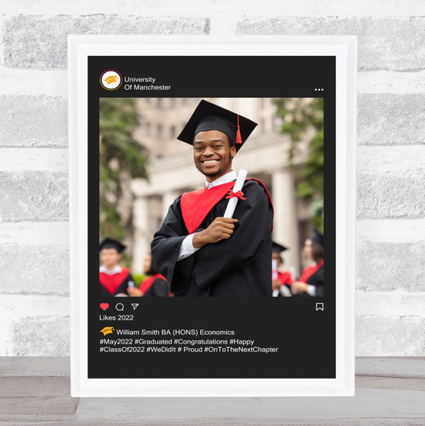 Graduation Congratulation Black Insta Style Photo Personalized Gift Print