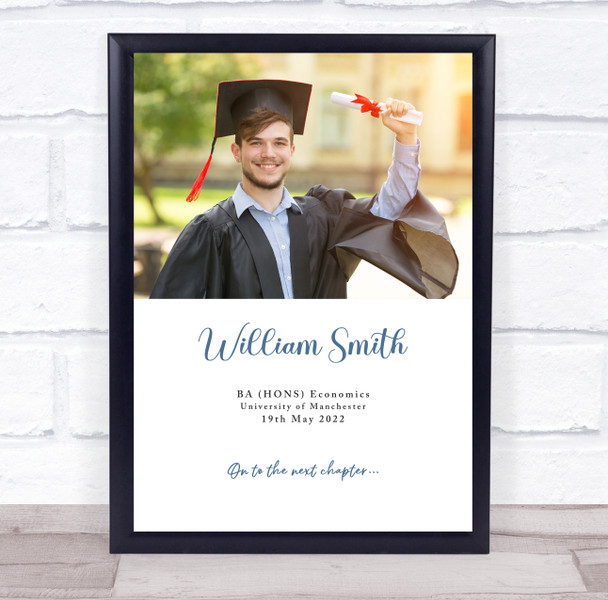 Graduation Photo Blue Congratulations Personalized Wall Art Gift Print