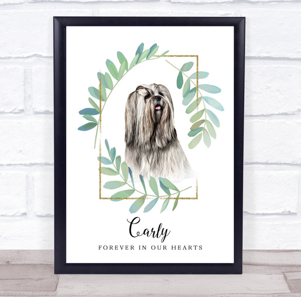 Lhasa Apso Leaves Memorial Forever In Our Hearts Dog Pet Personalized Gift Print