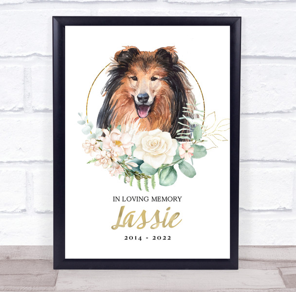 Rough Collie Dog Pet Memorial Forever In Our Hearts Personalized Gift Print