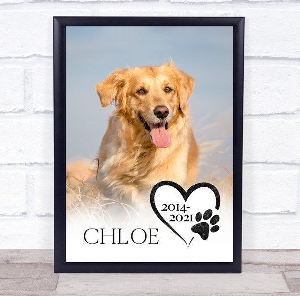 Full Photo Pet Memorial Name & Date Dog Cat Personalized Wall Art Gift Print