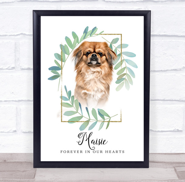 Brown Pekingese Pet Memorial Forever In Our Hearts Personalized Gift Print