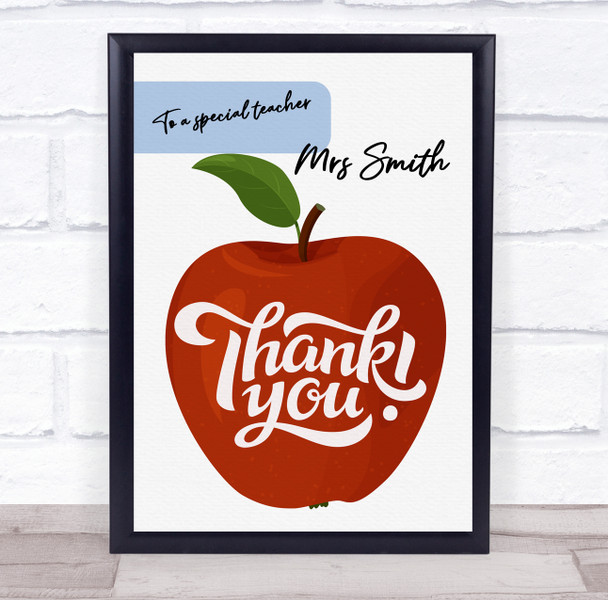 Red Apple Teacher Personalized Thank You Card School Personalized Gift Print