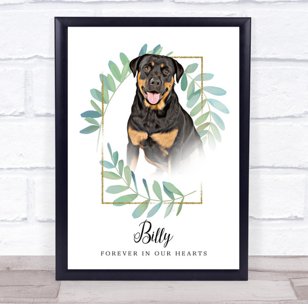 Rottweiler Pet Dog Memorial Forever In Our Hearts Personalized Gift Print