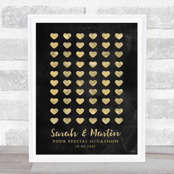 Simple Chalk Gold Hearts Special Date Names Couple Personalized Gift Print