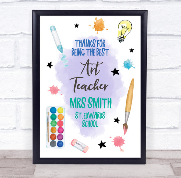 Thanks for Being The Best Art Teacher Illustrations Personalized Gift Print