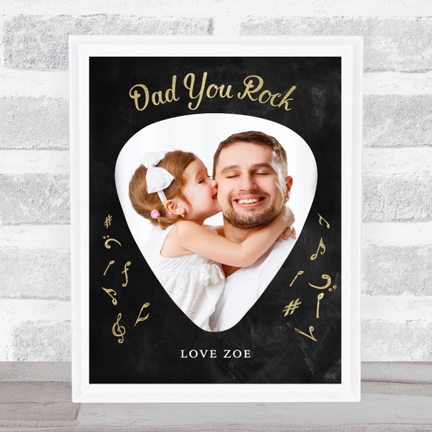 Plectrum Dad Fathers Day Rustic Gold Black Photo Personalized Gift Print