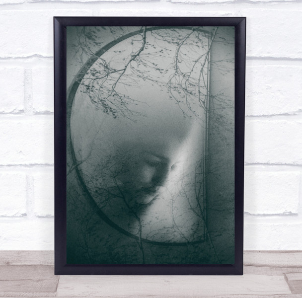 Creative Edit Soft Grainy Grain Branches Face Woman Portrait Black & White Print