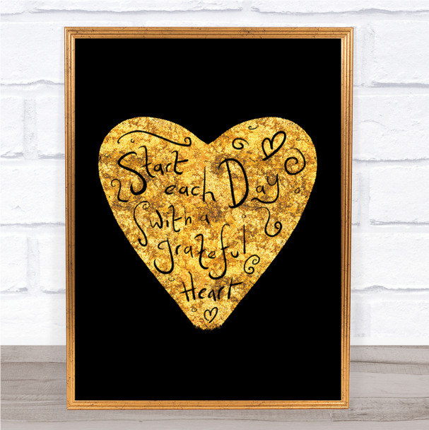Start Each Day Grateful Quote Print Black & Gold Wall Art Picture Start Each Day Grateful Quote Print Black & Gold Wall Art Picture