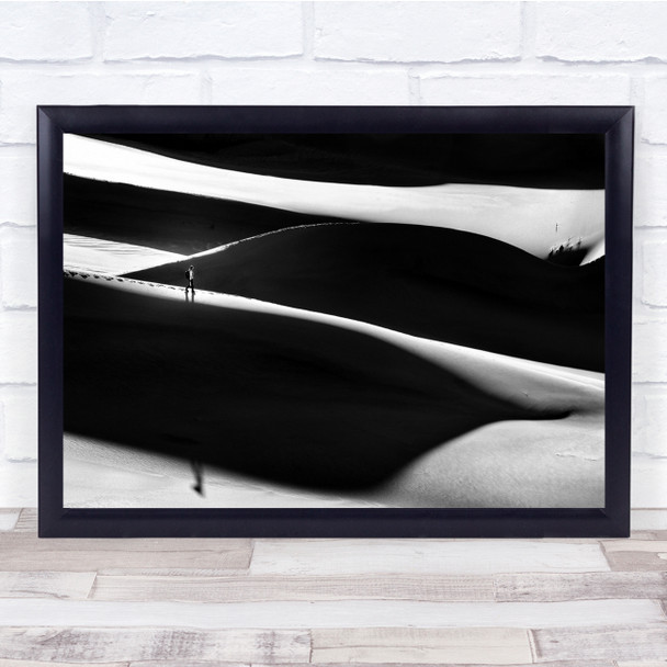 Landscape Walk Walking Desert Black White Contrast Sand Dune Dunes Shadow Print
