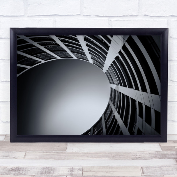 Architecture Abstract Oval Office Perspective Black & White Modern Facade Print