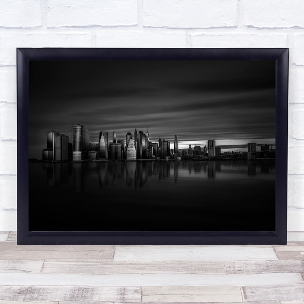 Black & White Manhattan Cityscape NYC USA Sunrise Skyline Brooklyn Bridge Print