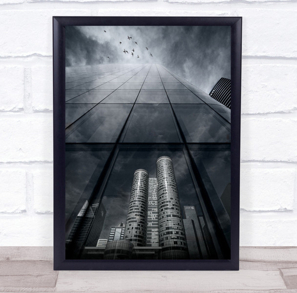 City Architecture Paris Birds Sky Clouds Reflection Modern Urban Wall Art Print