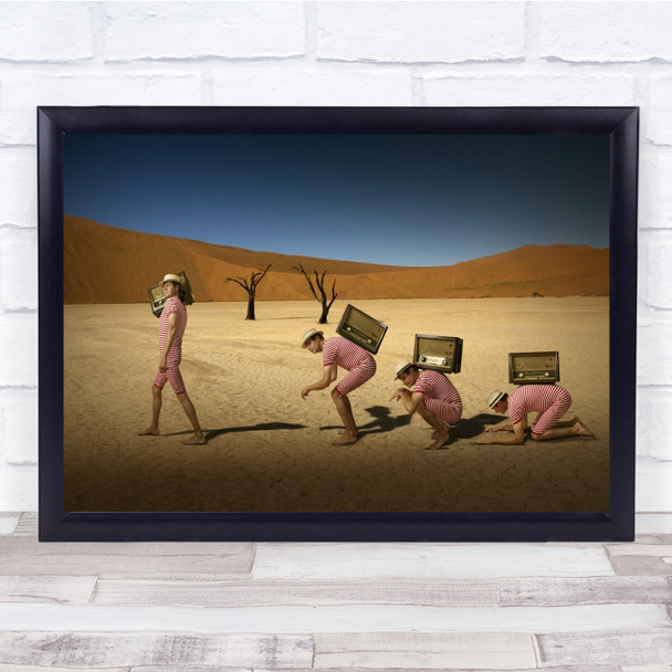 Humour Creative Edit Edited Fantasy Desert Radio Man Copy Shadow Wall Art Print