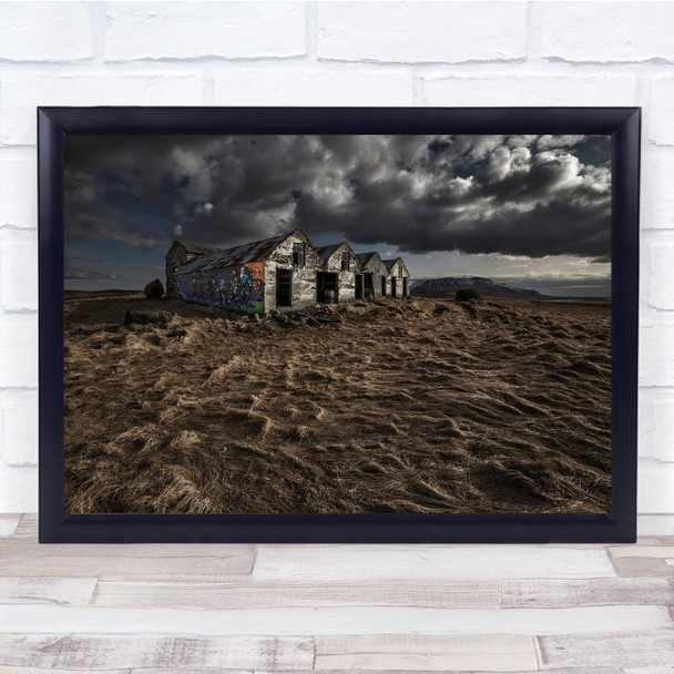 Iceland Fiskilaekur Borgarfjordur Melasveit Landscape House Farm Wall Art Print
