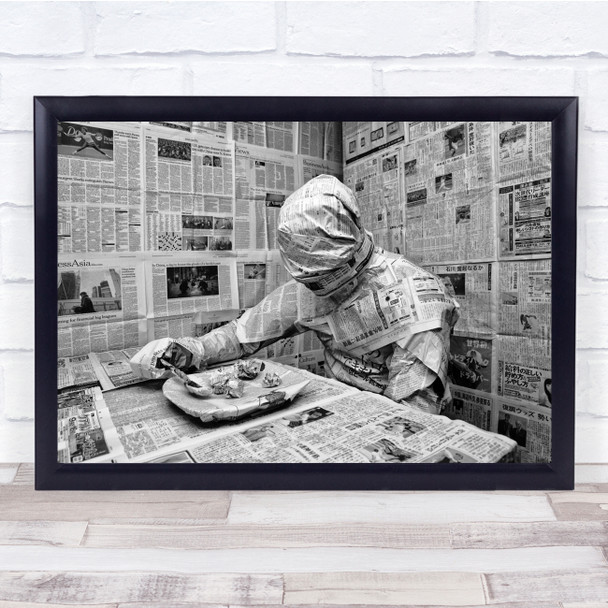 Paper News Newspaper Magazine Information Portrait Wrapped Spoon Wall Art Print