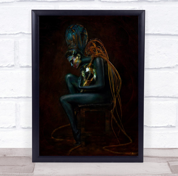 Portrait Woman Hat Paint Painted Body Painting Sit Sitting Chair Wall Art Print