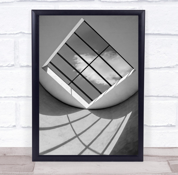 Architecture Window Grill Sky Storm Clouds Ray Light Black & White Black Print