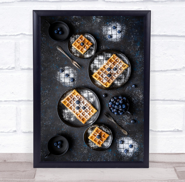 Blueberry Blueberries Berry Berries Food Kitchen Waffle Waffles Wall Art Print