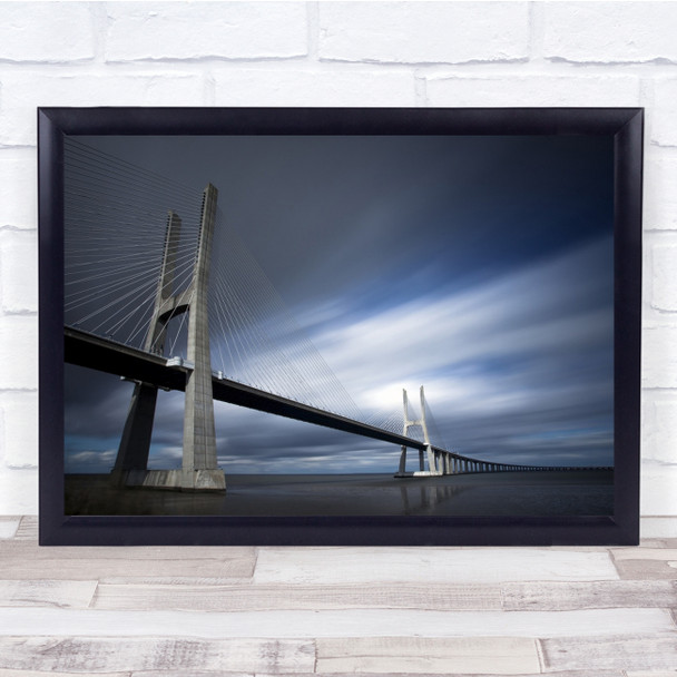 Bridge Vasco Da Gama Architecture Road Way Highway River Lisbon Wall Art Print