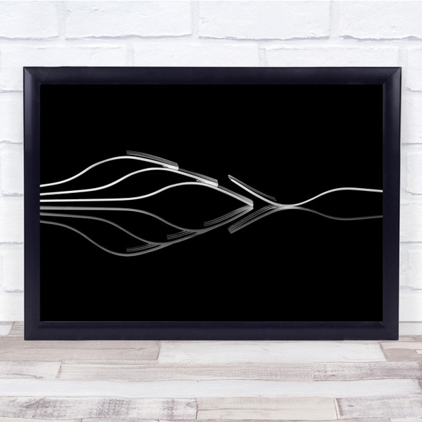 Fork Dark Low Key Kitchen Metal Black & White Reflection Mirror Wall Art Print