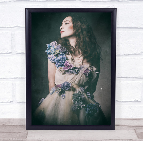 Portrait Light Studio Fashion Bride Flower Flowers Dress Pearls Wall Art Print