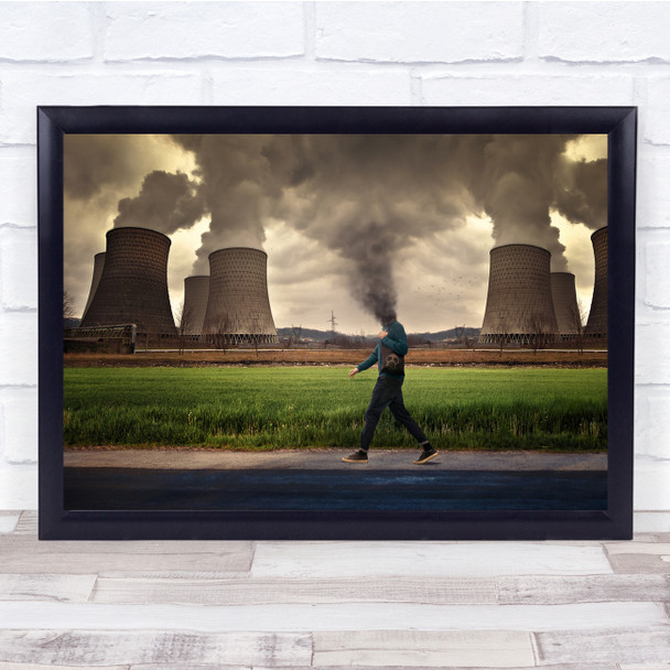 Surreal Smoke Person Industry Global Warming Surrealism Smoking Wall Art Print