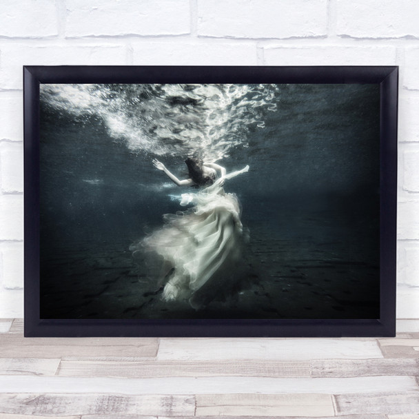 Underwater Water Dress Model Fashion Woman Flow Flowing Surface Wall Art Print