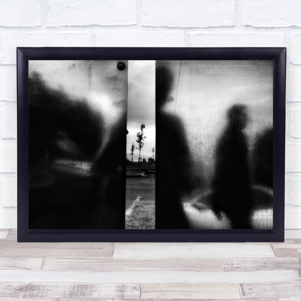 Abstract Graphic Texture Silhouette Door Black & White Metal Reflection Print