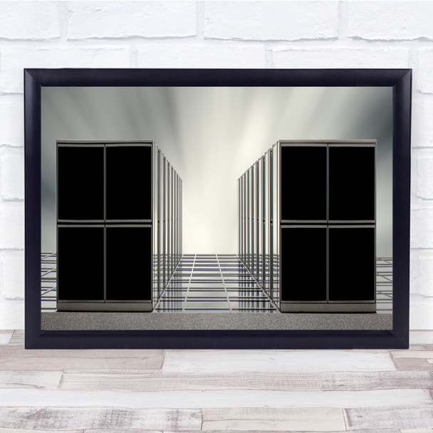 Black & White Terraces Wall Sky Abstraction Abstract Mood Black Squares Print