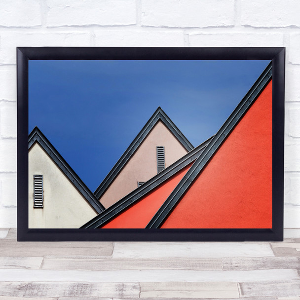 Architecture Abstract Roof Lines Rooftops Red Geometry Rooftop Wall Art Print