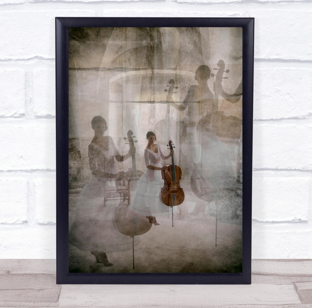 Cello Cellist Model Fright Fear Stage Psycho Music Performance Wall Art Print