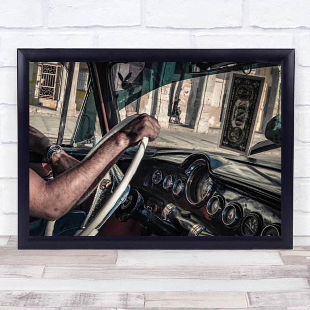 Cuba Havana Taxi driver Malecon Driving Driver Playboy Classic Wall Art Print