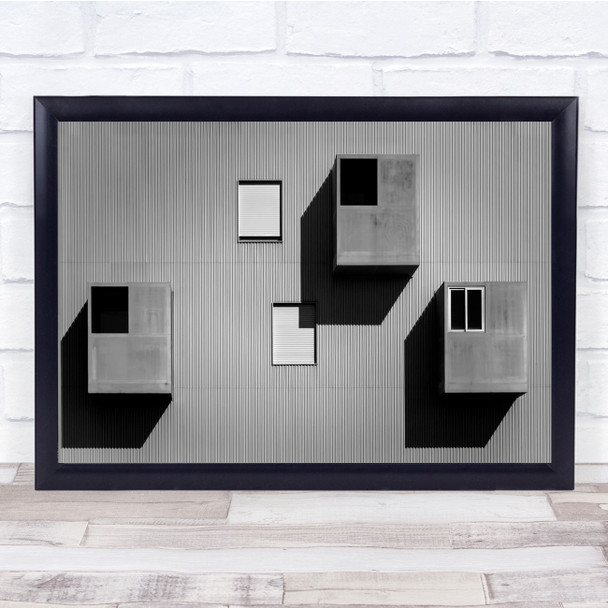 Cubes Shadows Architecture Windows Contrast Building Balconies Wall Art Print