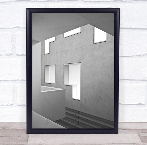 Design Architecture Lines Windows Grey Shads Grain Texture Art Wall Art Print