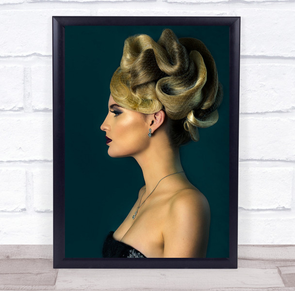 Fashion Hair Hairstyle Profile Portrait Model Necklace Russian Wall Art Print