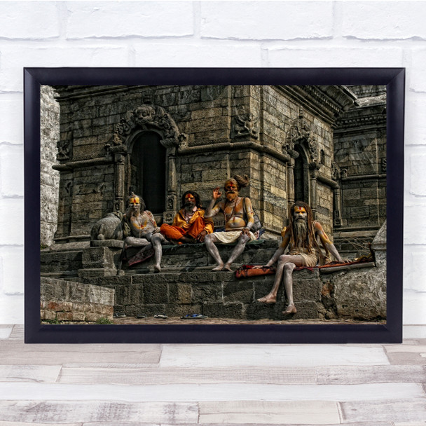 Festival Sadhus Nepal Kathmandu Pashupatinath religious people Wall Art Print