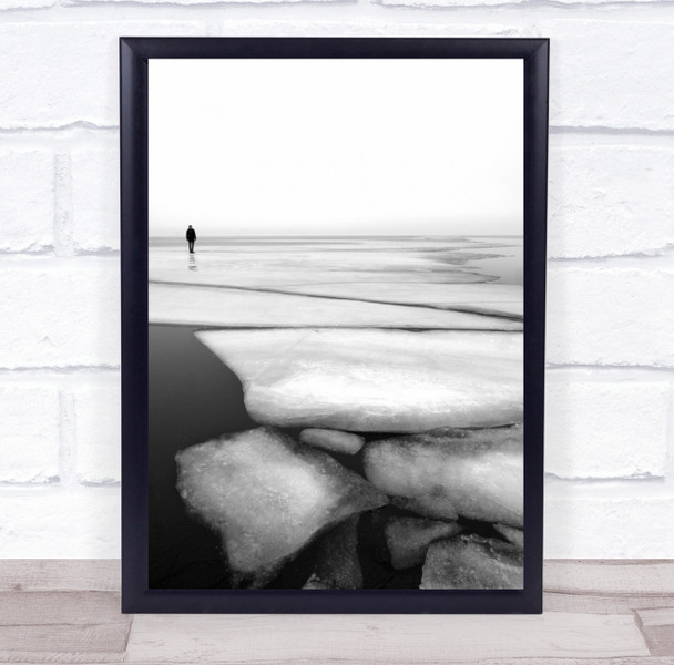 Ice Fjord Person Norway Oslo Silhouette Figure Landscape Water Wall Art Print