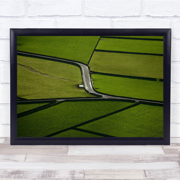 Landscape Road Green Countryside Grass Highway Lines Geometric Wall Art Print